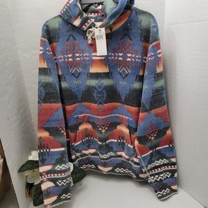New Polo Ralph Lauren Aztec Fleece Hoodie Southwestern Sweatshirt Jacket L Large